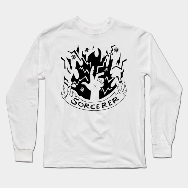 Sorcerer Class - Black Design Long Sleeve T-Shirt by CliffeArts